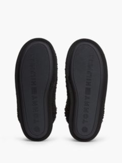 TH Monogram Faux Fur Slippers — Black 5