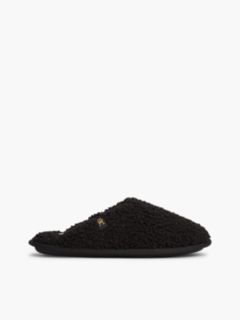 TH Monogram Faux Fur Slippers — Black 1