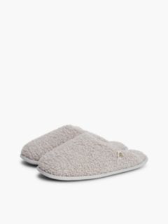TH Monogram Faux Fur Slippers — Grey 2