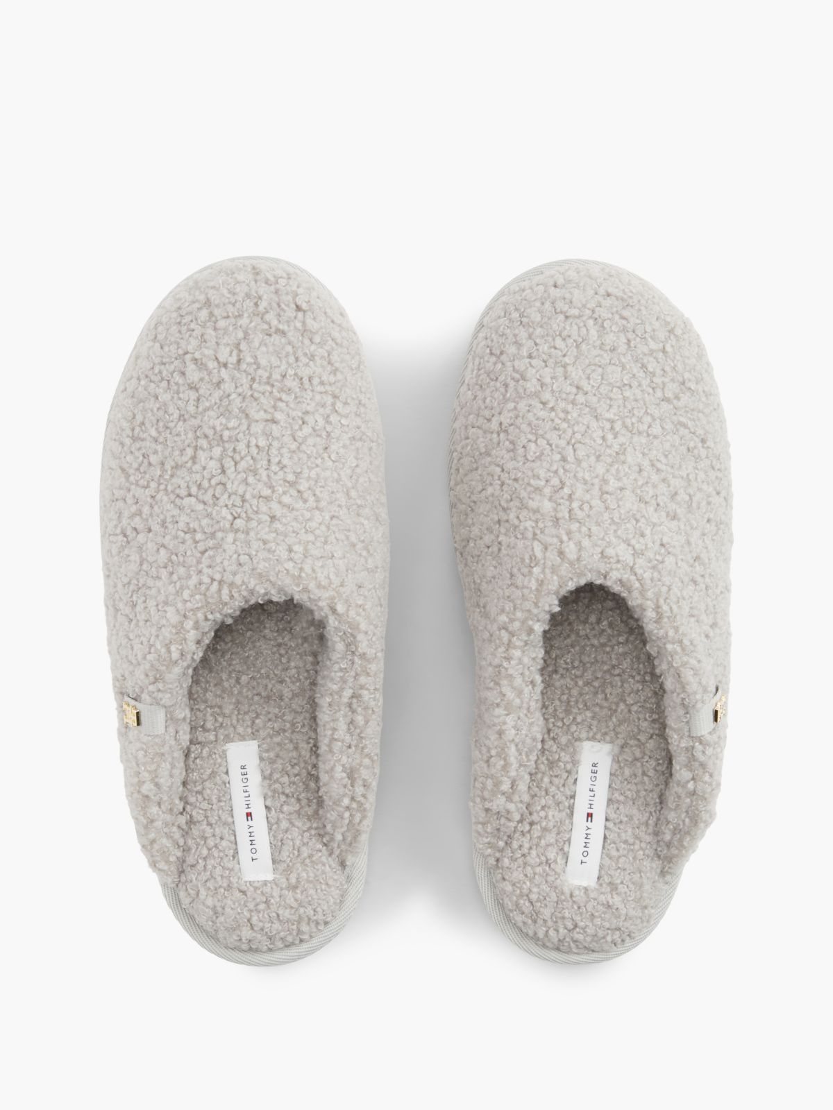 TH Monogram Faux Fur Slippers — Grey
