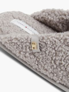 TH Monogram Faux Fur Slippers — Grey 6