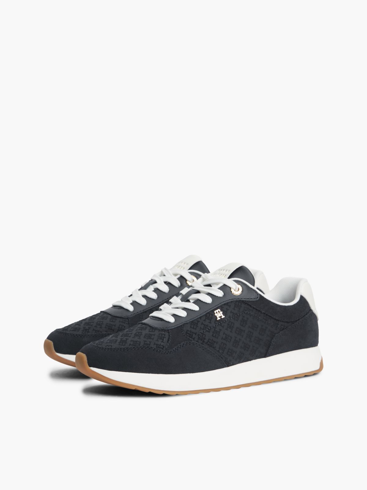 TH Monogram Plaque Suede Trainers — Blue