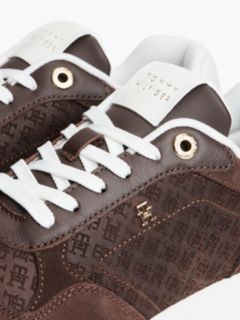 TH Monogram Plaque Suede Trainers — Brown 6