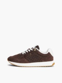TH Monogram Plaque Suede Trainers — Brown 7