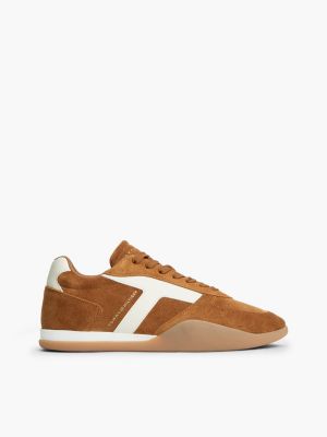 sneakers basse vintage in pelle scamosciata brown da donne tommy hilfiger