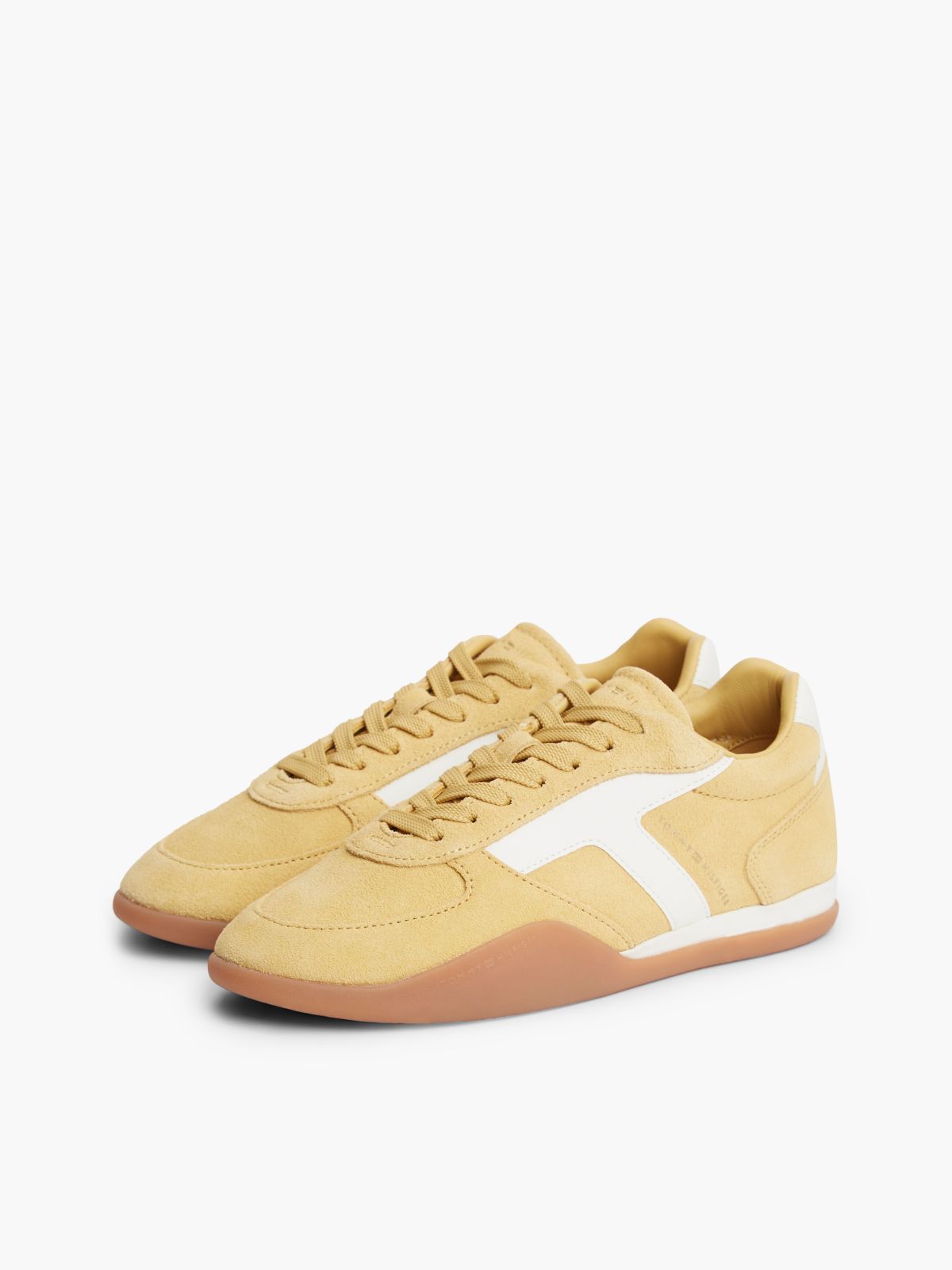 Suede Vintage Low Profile Trainers — Gold