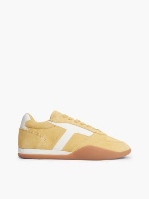 gold suede vintage low profile trainers for women tommy hilfiger