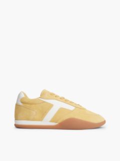 Suede Vintage Low Profile Trainers — Gold 1