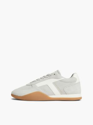 grey suede vintage low profile trainers for women tommy hilfiger