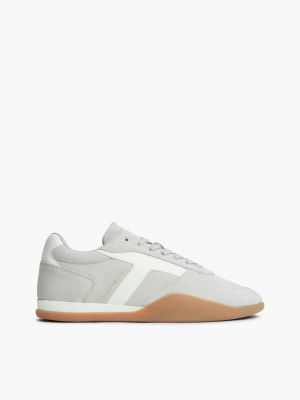 sneakers basse vintage in pelle scamosciata grey da donne tommy hilfiger