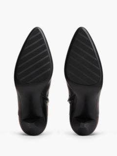Leather Pointed Toe Heeled Ankle Boots — Black 5