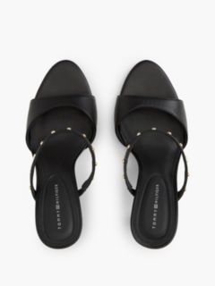 Leather TH Monogram Stud Heeled Sandals — Black 3