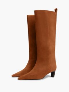 Kitten Heel Suede Knee-High Boots — Brown 2