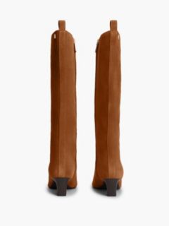 Kitten Heel Suede Knee-High Boots — Brown 4