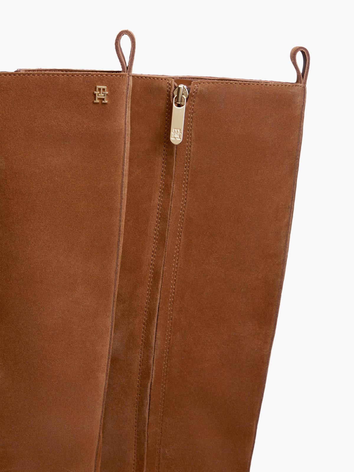 Kitten Heel Suede Knee-High Boots — Brown