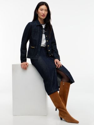 stivali al ginocchio in pelle scamosciata marrone da donne tommy hilfiger