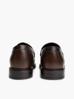 Leather Chain Horsebit Fringe Loafers — Brown 4