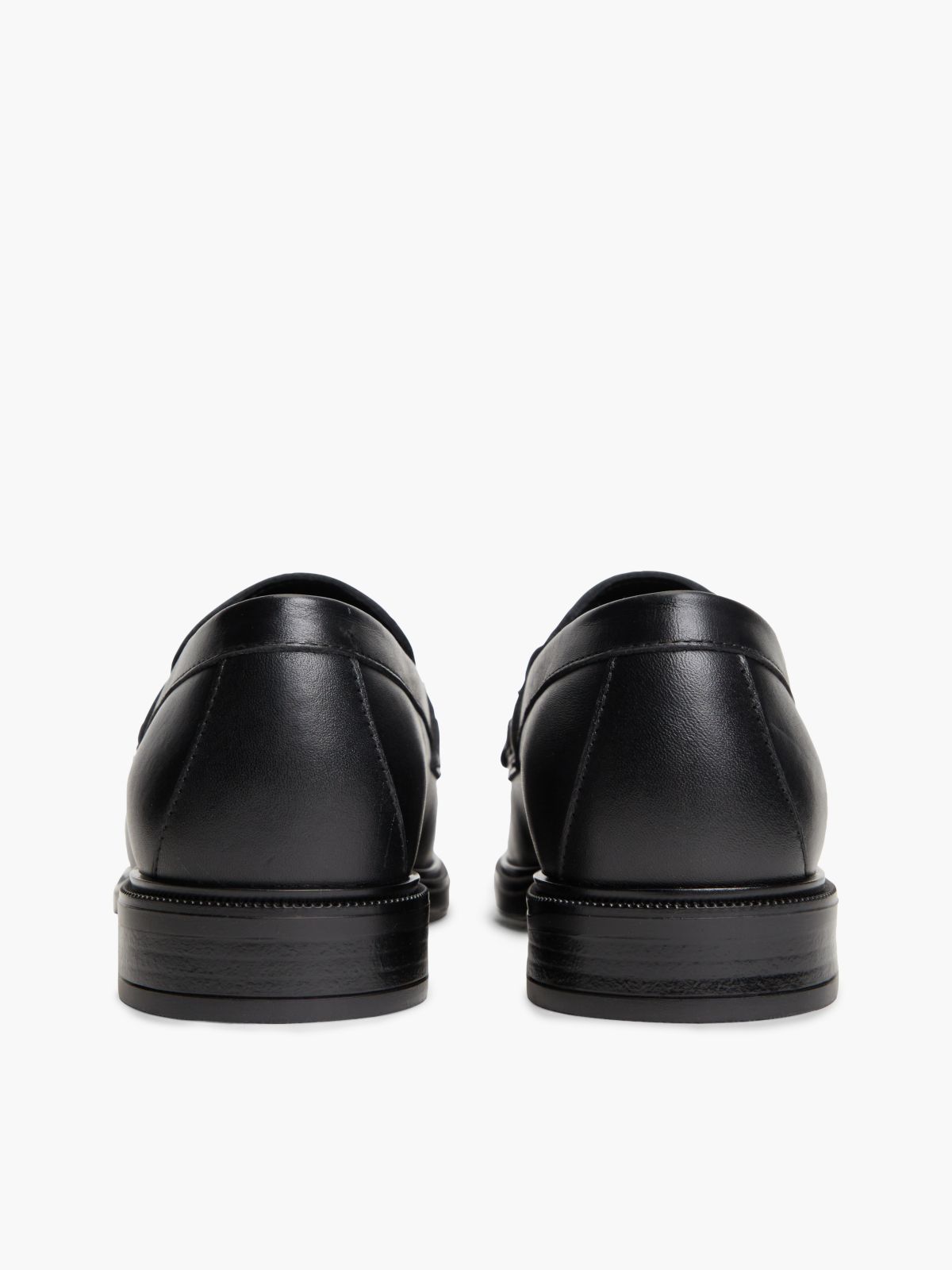 Leather Chain Horsebit Fringe Loafers — Black