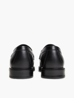 Leather Chain Horsebit Fringe Loafers — Black 4