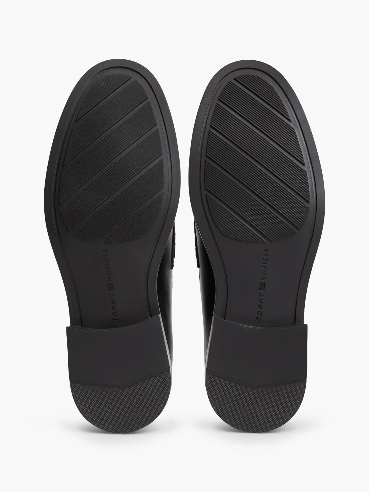 Leather Chain Horsebit Fringe Loafers — Black
