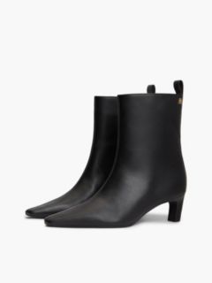 Kitten Heel Leather Ankle Boots — Black 2