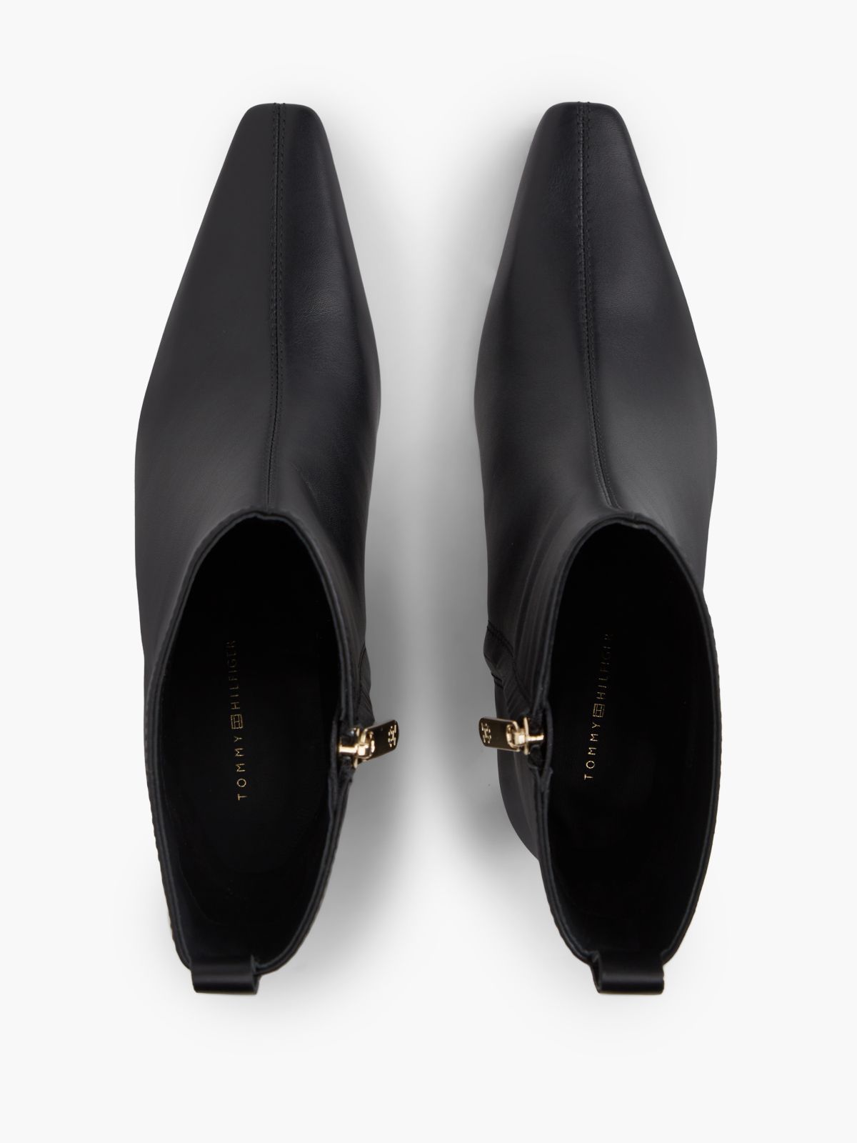 Kitten Heel Leather Ankle Boots — Black