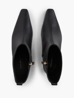Kitten Heel Leather Ankle Boots — Black 3