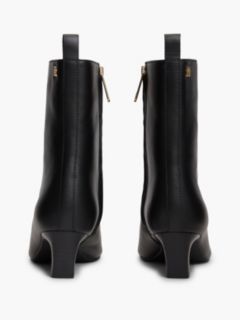Kitten Heel Leather Ankle Boots — Black 4