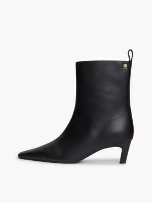 black kitten heel leather ankle boots for women tommy hilfiger