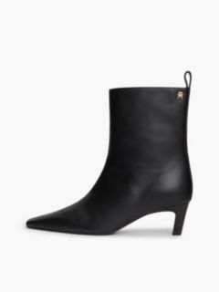 Kitten Heel Leather Ankle Boots — Black 7