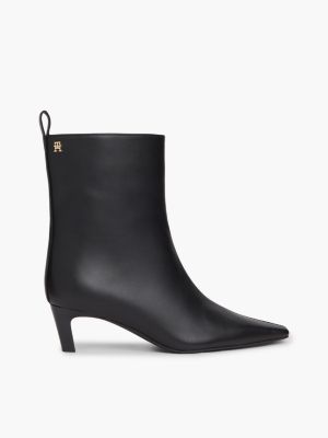 black kitten heel leather ankle boots for women tommy hilfiger