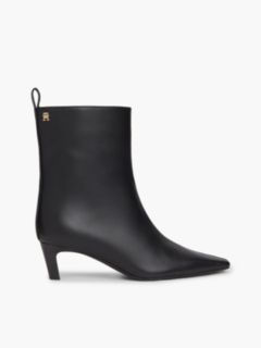 Kitten Heel Leather Ankle Boots — Black 1