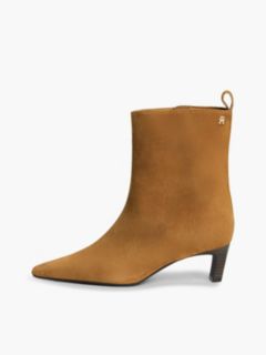 Kitten Heel Suede Ankle Boots — Brown 7