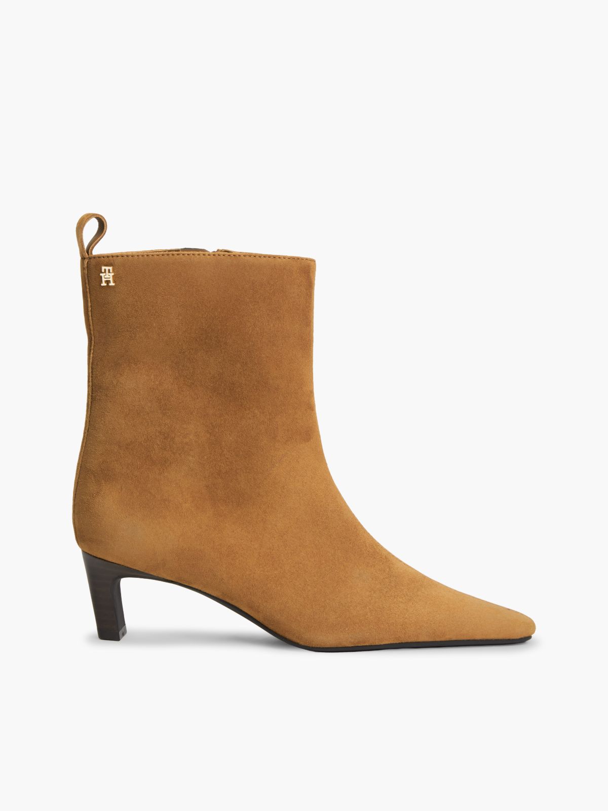 Kitten Heel Suede Ankle Boots — Brown