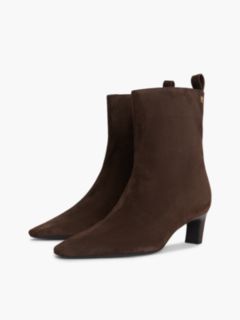 Kitten Heel Suede Ankle Boots — Brown 2