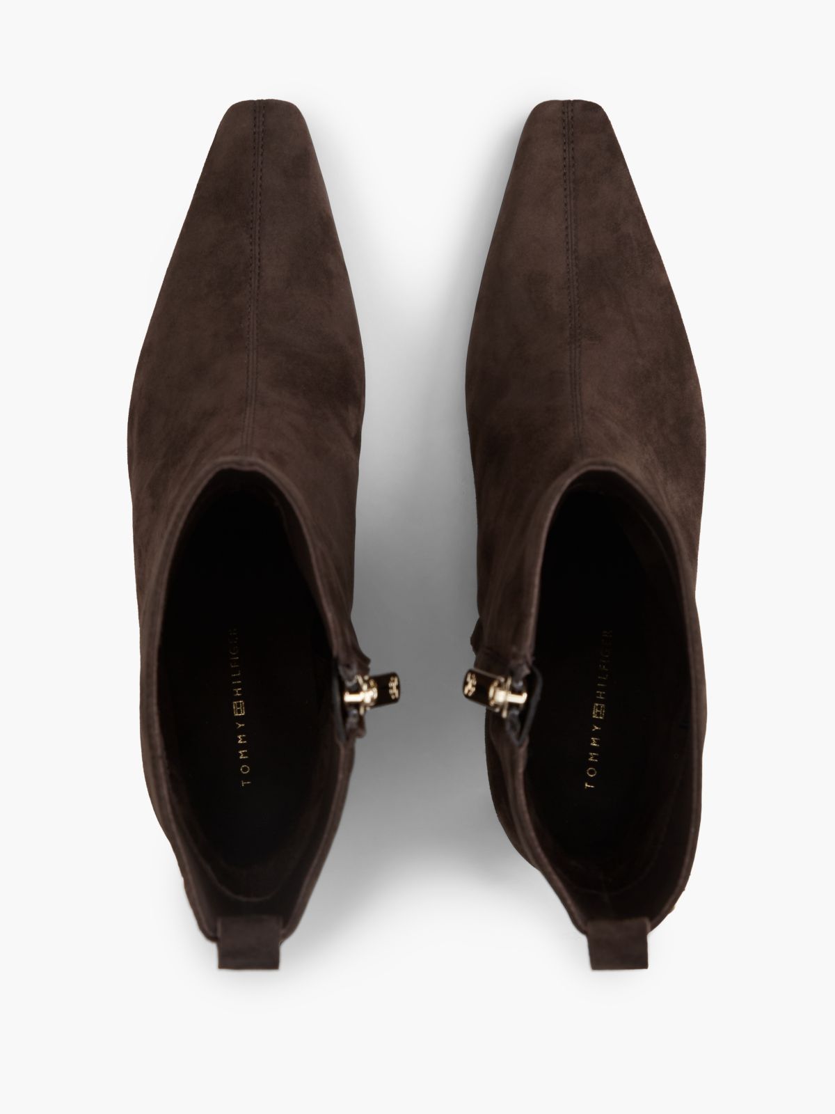 Kitten Heel Suede Ankle Boots — Brown