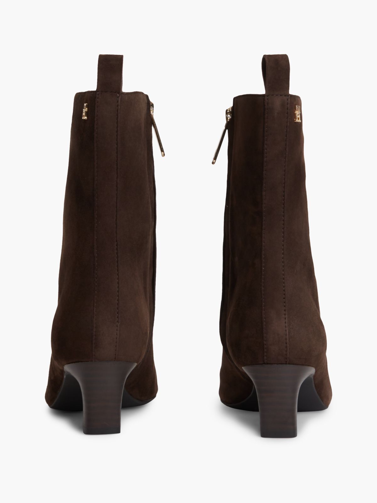 Kitten Heel Suede Ankle Boots — Brown