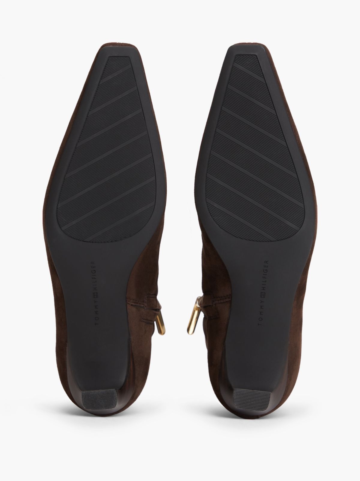 Kitten Heel Suede Ankle Boots — Brown