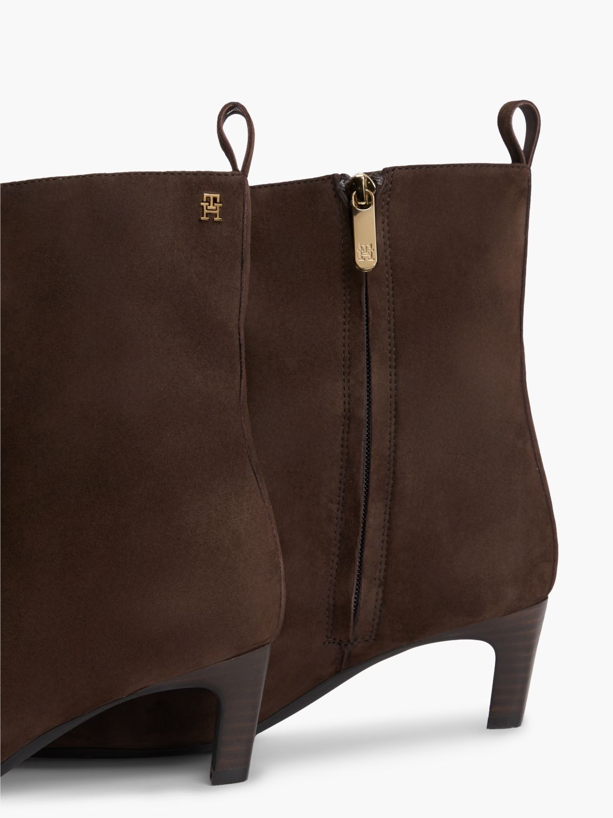 Kitten Heel Suede Ankle Boots — Brown