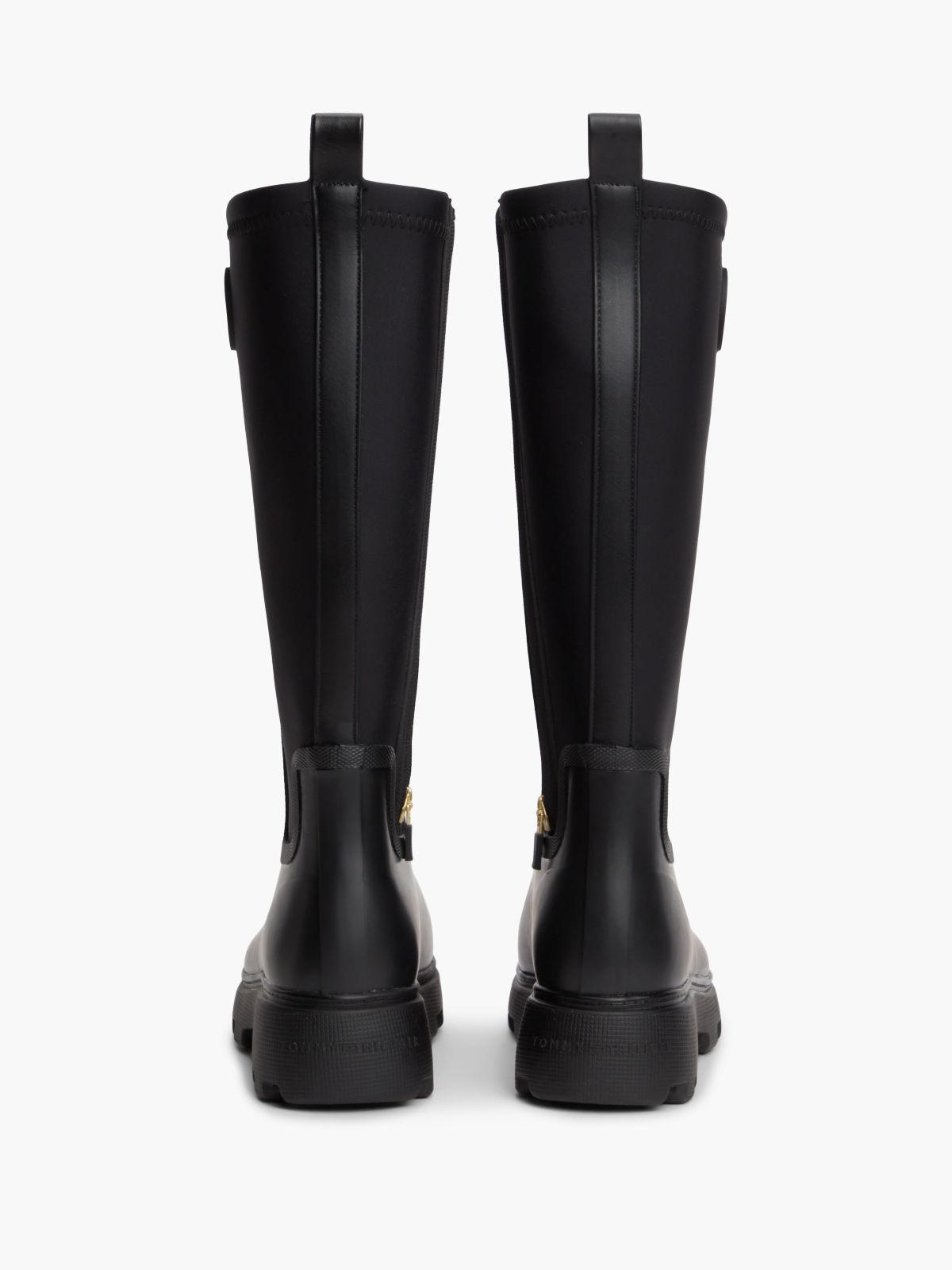 TH Monogram Knee-High Cleat Rain Boots — Black