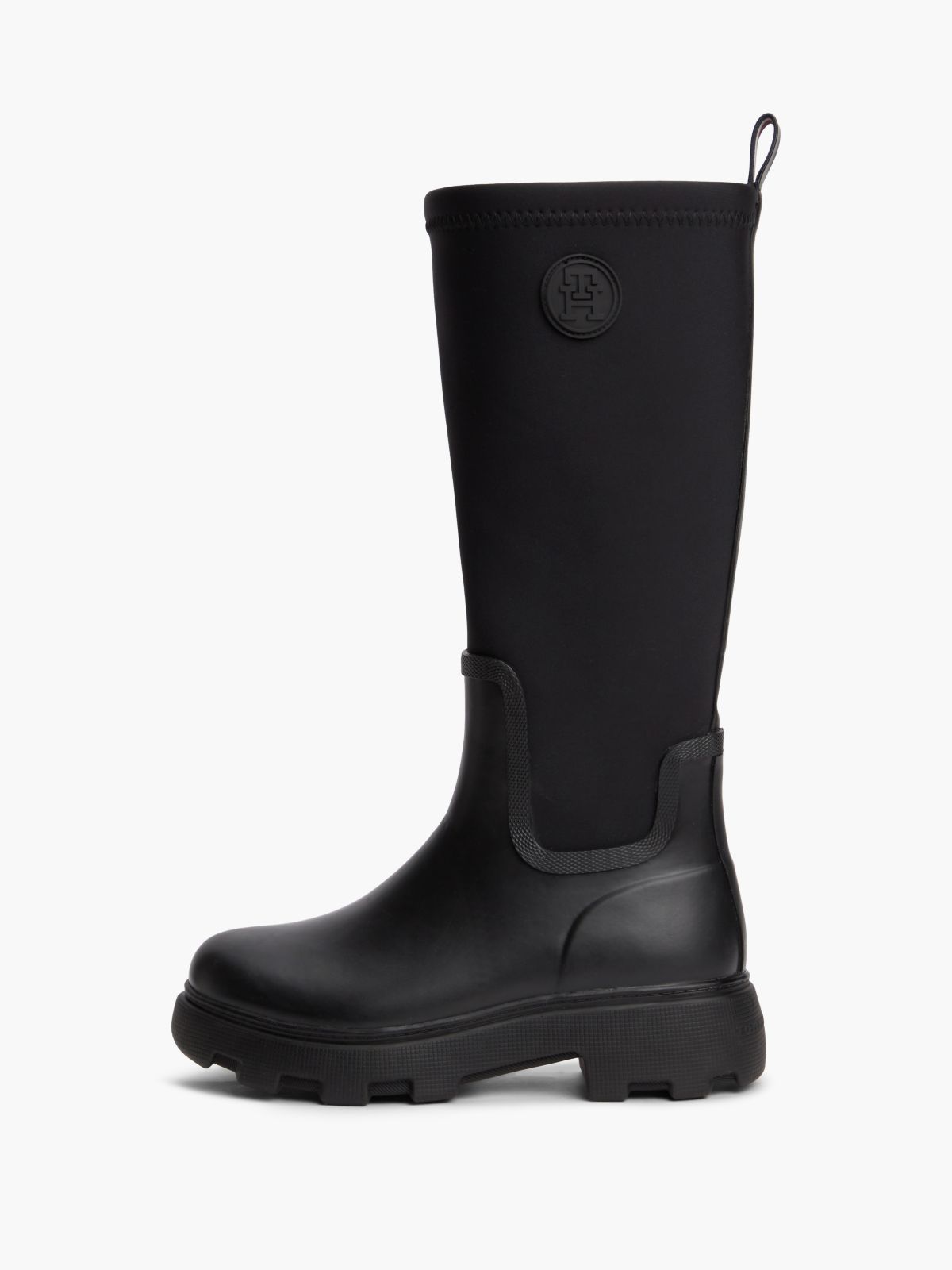 TH Monogram Knee-High Cleat Rain Boots — Black