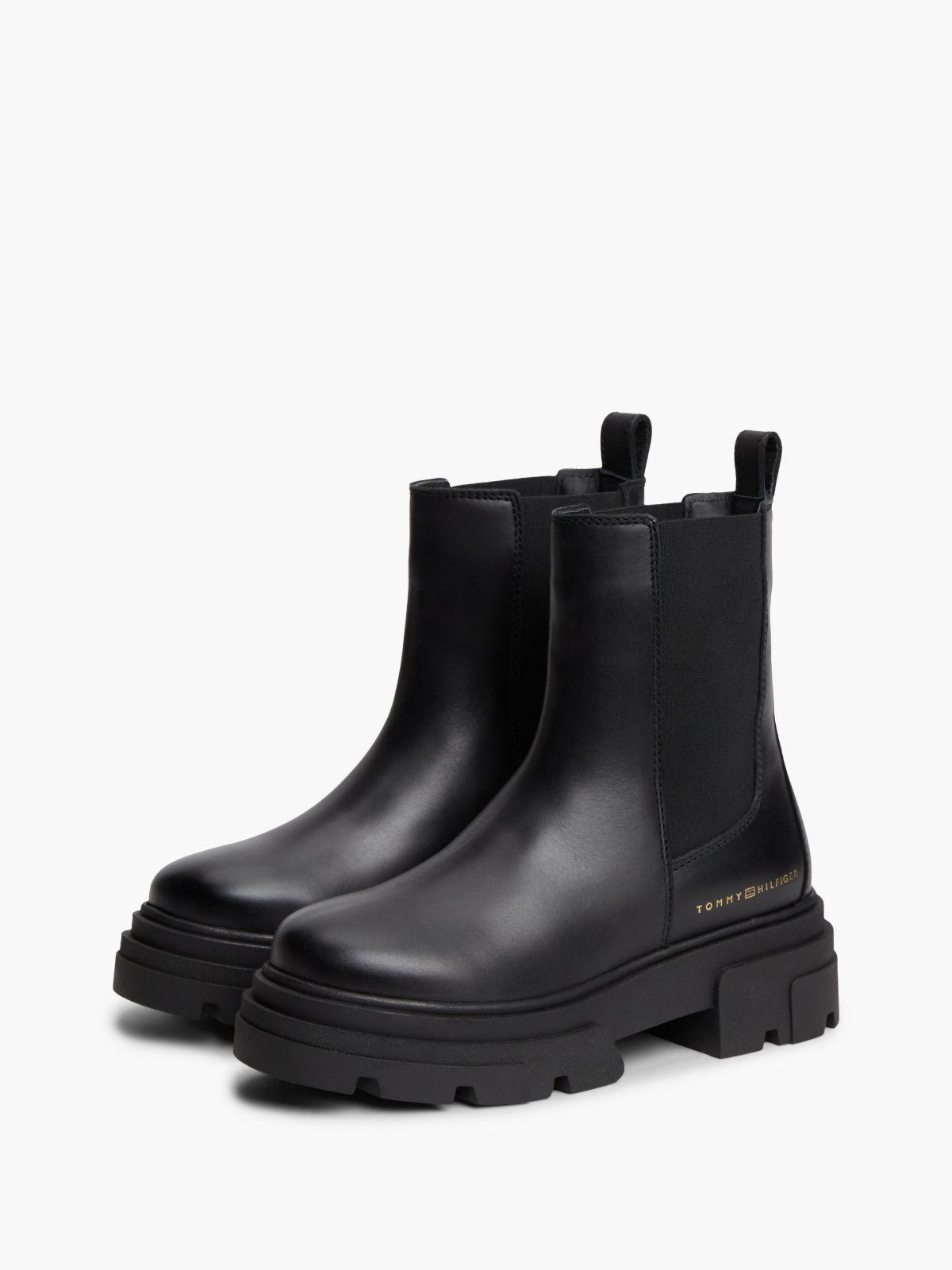 Leather Chunky Chelsea Boots — Black