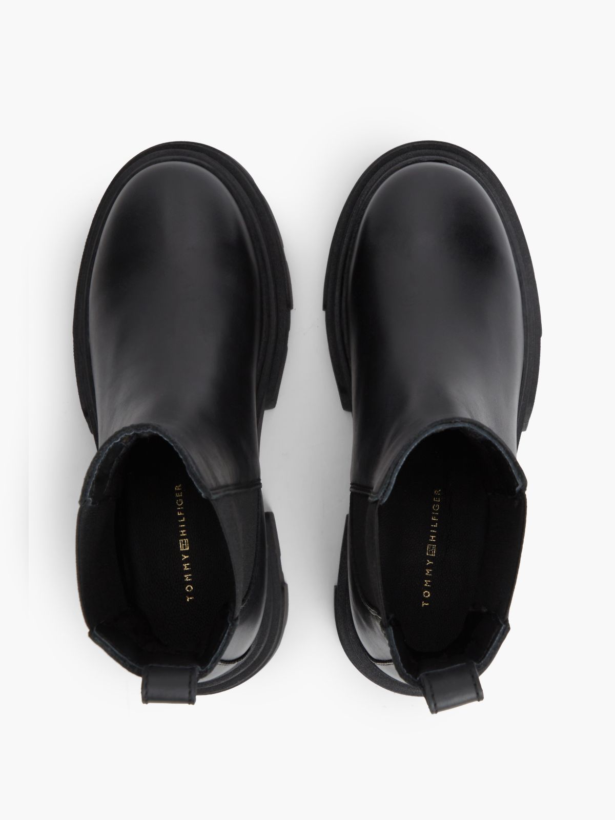 Leather Chunky Chelsea Boots — Black