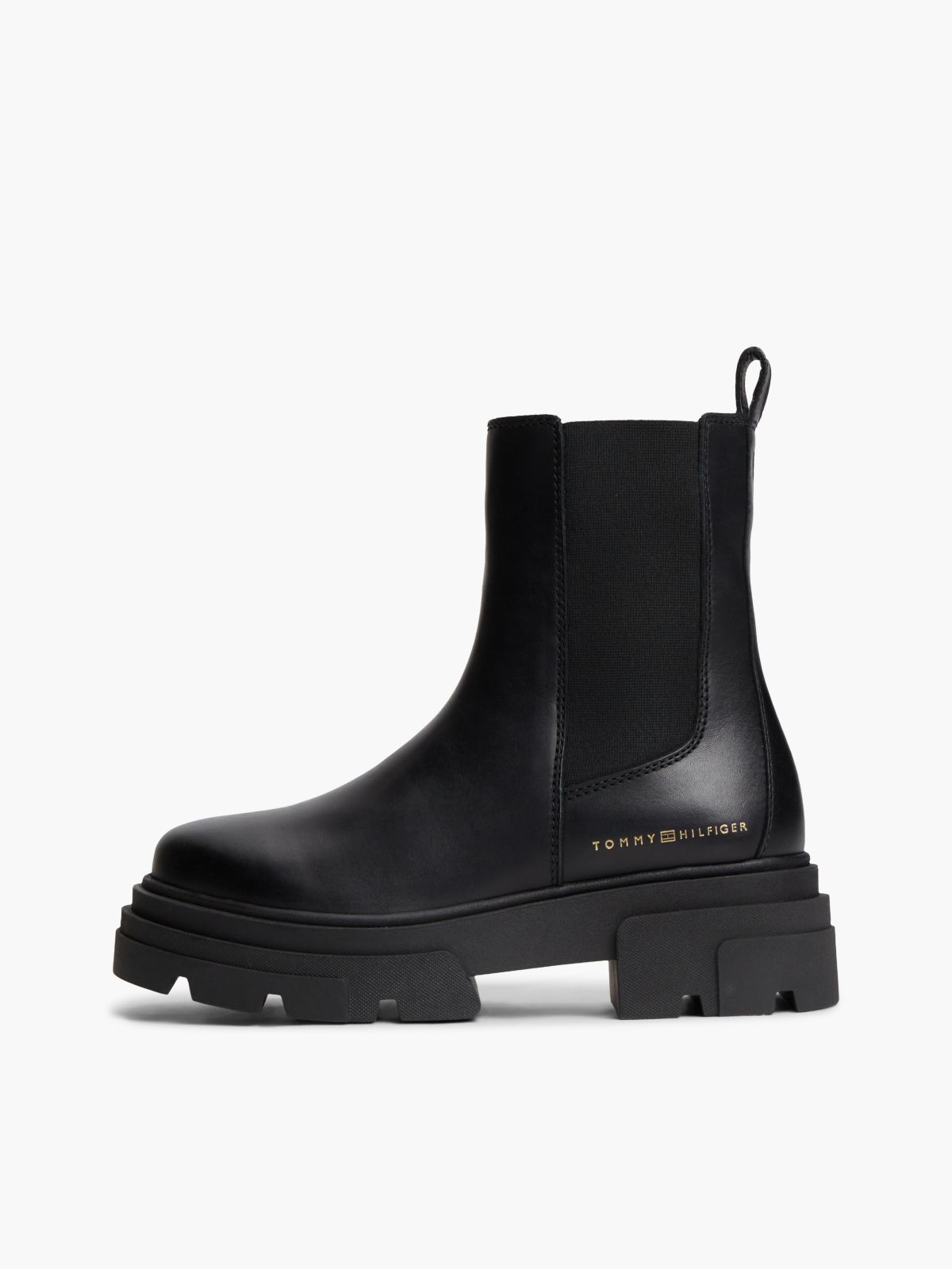 Leather Chunky Chelsea Boots — Black
