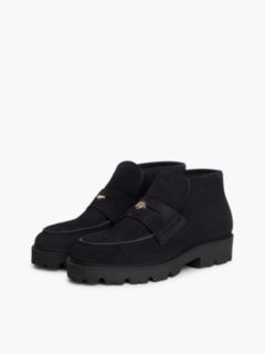 TH Monogram Suede Penny Loafer Boots — Blue 2