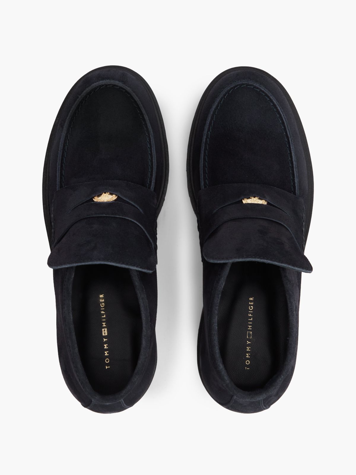 TH Monogram Suede Penny Loafer Boots — Blue