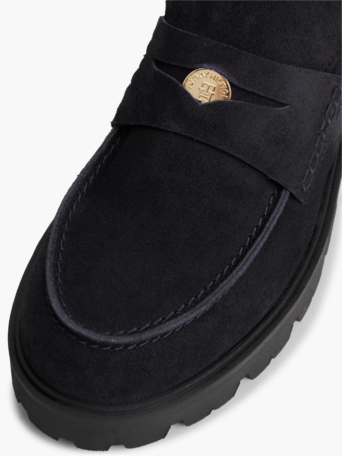 TH Monogram Suede Penny Loafer Boots — Blue