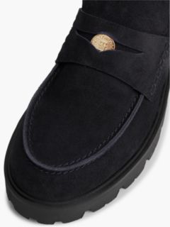 TH Monogram Suede Penny Loafer Boots — Blue 6