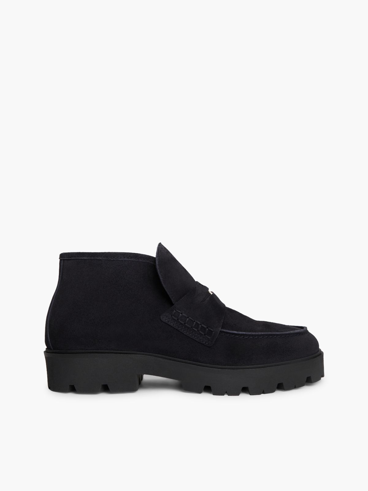 TH Monogram Suede Penny Loafer Boots — Blue