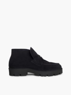 TH Monogram Suede Penny Loafer Boots — Blue 1